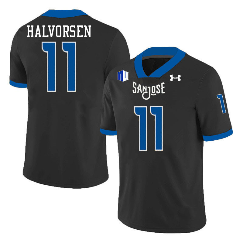 #11 Kyler Halvorsen SJSU Jersey,San Jose State Spartans Football Jersey College Uniforms-Black